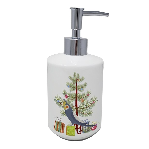 Carolines Treasures 7 x 3.5 in. Cockatiel Merry Christmas Ceramic Soap Dispenser CK4498SOAP - main